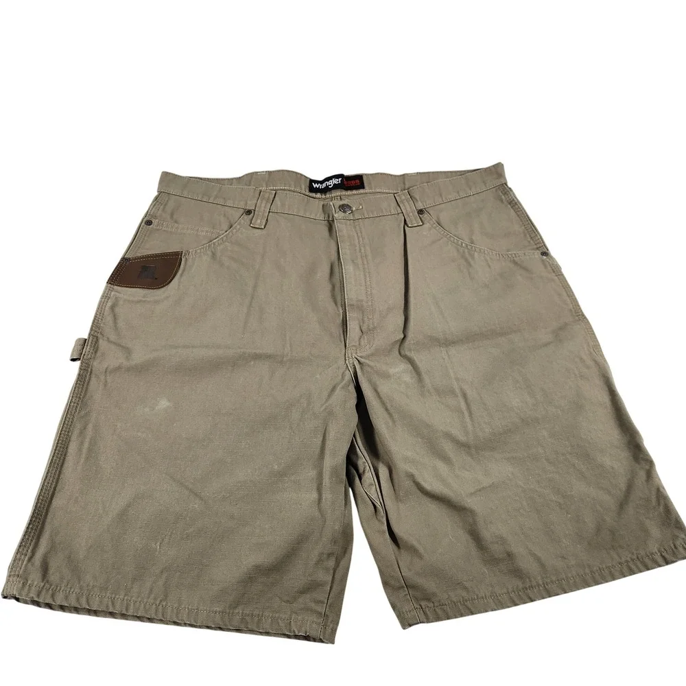 Wrangler Riggs Workwear Mens Tan‎ Ripstop Carpenter Shorts Utility Khaki 40